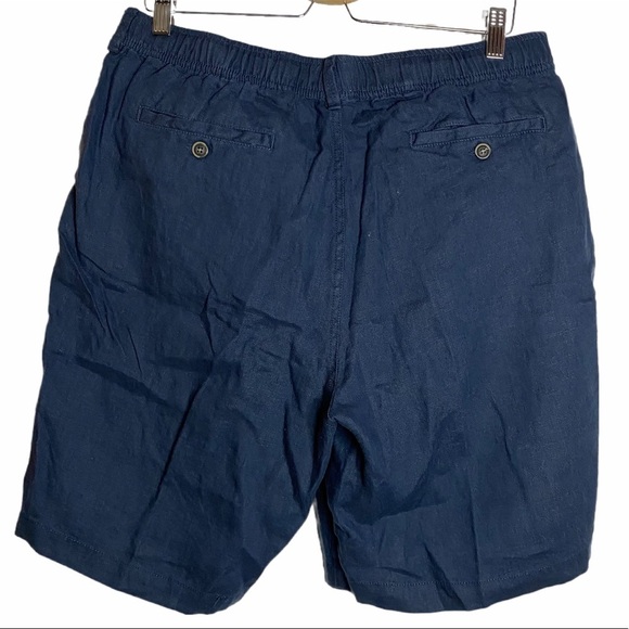 28 Palms Navy Relaxed Fit Linen Shorts Pockets L Large - Picture 3 of 14